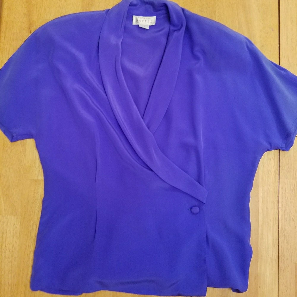 EUC Adrianna Papell Silk Short Sleeve Blouse